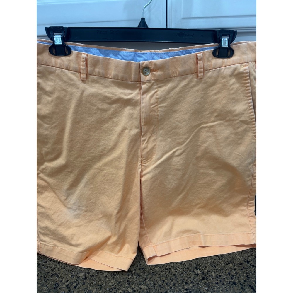 Peter Millar Mens Peach Orange Chino Shorts Size‎ 36 Cotton Twill Flat Front